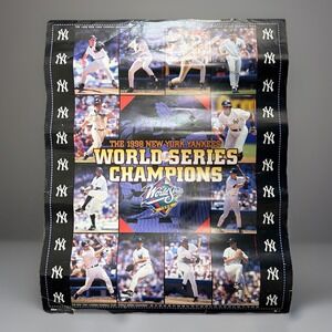Vtg 1998 New York Yankees World Series Champions Poster MLB Baseball Collage